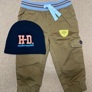 Kids Brown Cargo Pants with beanie